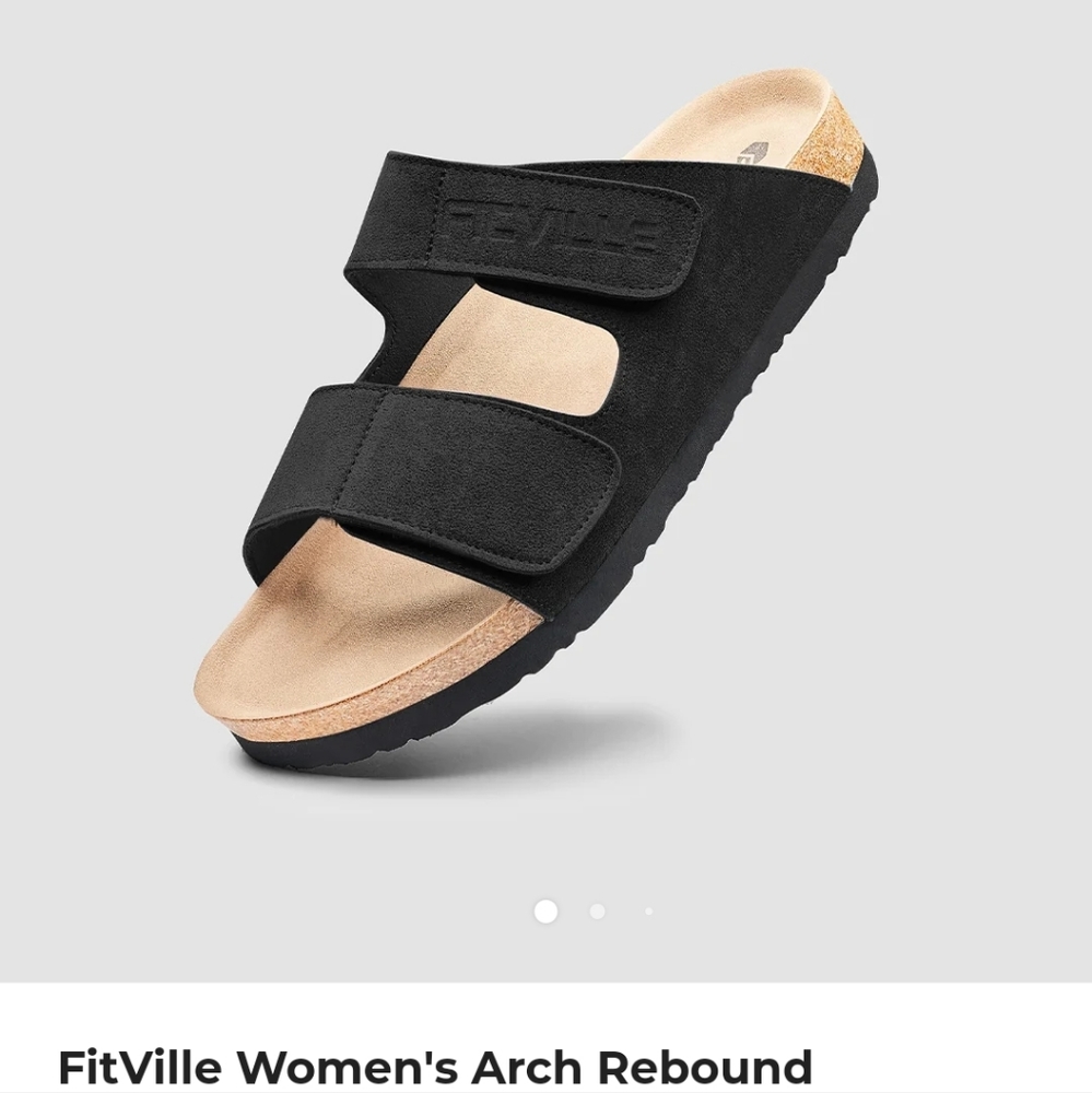 NWT Women's Arch Rebound Recovery Sandals (Pitch Black) - FitVille - Picture 7 of 12